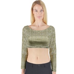 Shooting Stars Over The Sea Of Calm Long Sleeve Crop Top by pepitasart