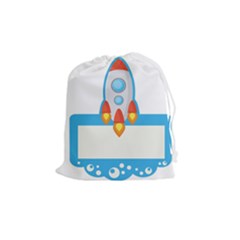 Rocket Spaceship Clip Art Clipart Drawstring Pouches (medium)  by Celenk