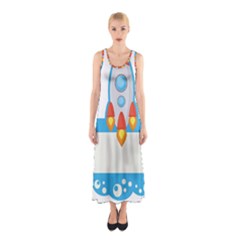 Rocket Spaceship Clip Art Clipart Sleeveless Maxi Dress by Celenk