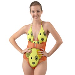 Adoption Animal Bark Boarding Halter Cut-out One Piece Swimsuit