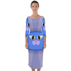 Advertise Animal Boarding Cat Quarter Sleeve Midi Bodycon Dress