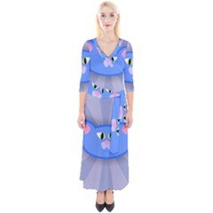 Advertise Animal Boarding Cat Quarter Sleeve Wrap Maxi Dress