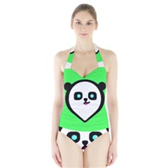 Panda Bear Halter Swimsuit by Celenk