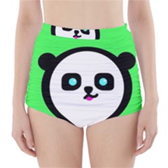 Panda Bear High-waisted Bikini Bottoms by Celenk