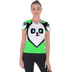 Panda Bear Short Sleeve Sports Top  by Celenk