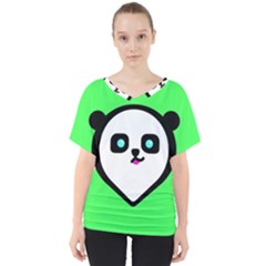 Panda Bear V-neck Dolman Drape Top by Celenk