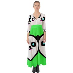 Panda Bear Button Up Boho Maxi Dress