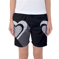 Heart Love Black And White Symbol Women s Basketball Shorts by Celenk