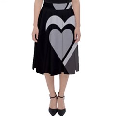 Heart Love Black And White Symbol Folding Skater Skirt