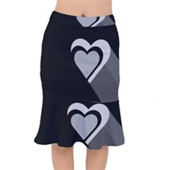 Heart Love Black And White Symbol Mermaid Skirt