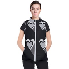 Heart Love Black And White Symbol Women s Puffer Vest