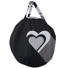 Heart Love Black And White Symbol Giant Round Zipper Tote