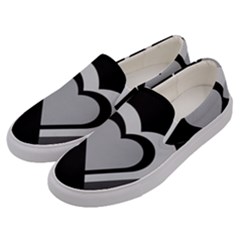 Heart Love Black And White Symbol Men s Canvas Slip Ons by Celenk