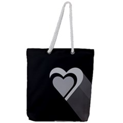 Heart Love Black And White Symbol Full Print Rope Handle Tote (large)