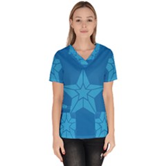 Star Design Pattern Texture Sign Scrub Top