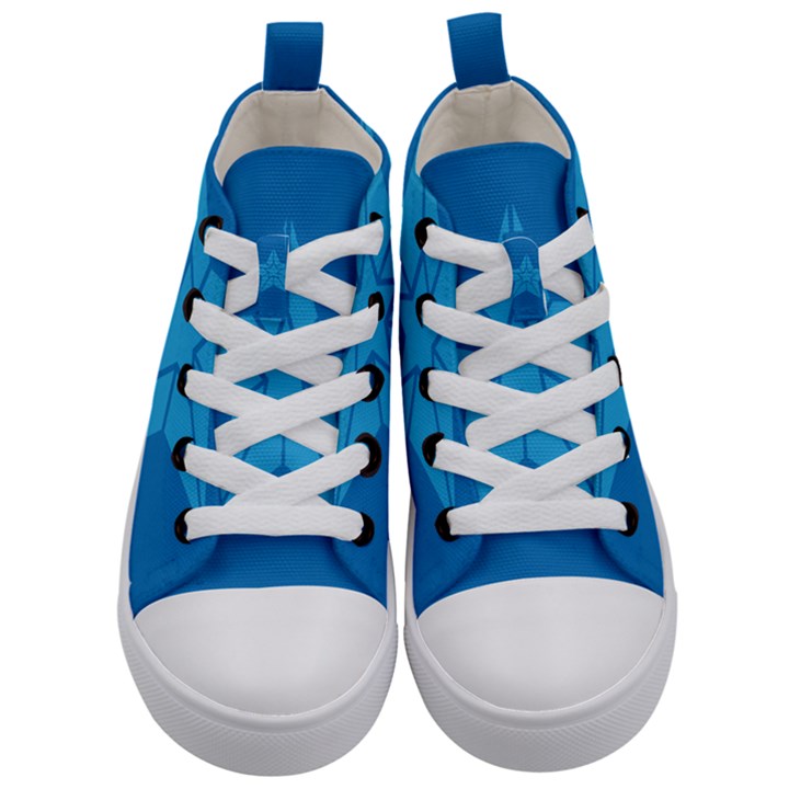 Star Design Pattern Texture Sign Kid s Mid-Top Canvas Sneakers