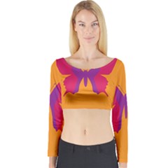 Butterfly Wings Insect Nature Long Sleeve Crop Top by Celenk