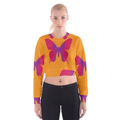 Butterfly Wings Insect Nature Cropped Sweatshirt by Celenk