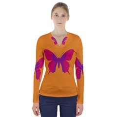 Butterfly Wings Insect Nature V-neck Long Sleeve Top