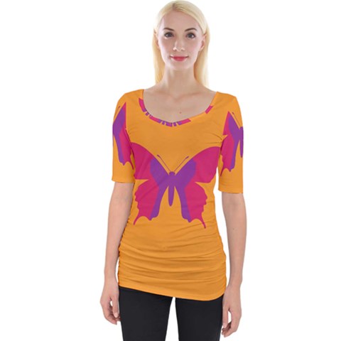 Butterfly Wings Insect Nature Wide Neckline Tee by Celenk