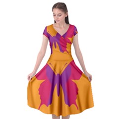 Butterfly Wings Insect Nature Cap Sleeve Wrap Front Dress