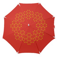 Pentagon Cells Chemistry Yellow Straight Umbrellas by Celenk