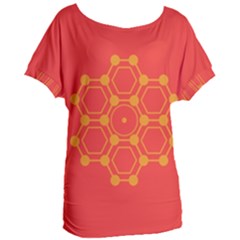 Pentagon Cells Chemistry Yellow Women s Oversized Tee