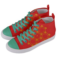 Pentagon Cells Chemistry Yellow Women s Mid-top Canvas Sneakers by Celenk