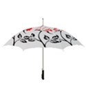 Flower Rose Contour Outlines Black Straight Umbrellas View3