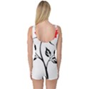 Flower Rose Contour Outlines Black One Piece Boyleg Swimsuit View2