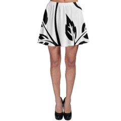 Flower Rose Contour Outlines Black Skater Skirt by Celenk