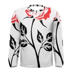 Flower Rose Contour Outlines Black Men s Long Sleeve Tee by Celenk