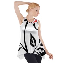 Flower Rose Contour Outlines Black Side Drop Tank Tunic by Celenk