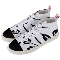 Flower Rose Contour Outlines Black Men s Mid-top Canvas Sneakers by Celenk