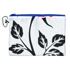 Flower Rose Contour Outlines Black Canvas Cosmetic Bag (xl)