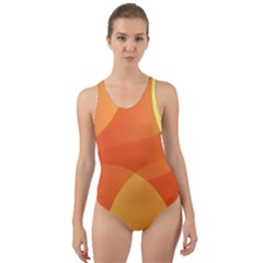 Abstract Orange Yellow Red Color Cut-out Back One Piece Swimsuit