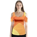 Abstract Orange Yellow Red Color Butterfly Sleeve Cutout Tee  View1