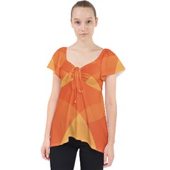 Abstract Orange Yellow Red Color Lace Front Dolly Top by Celenk