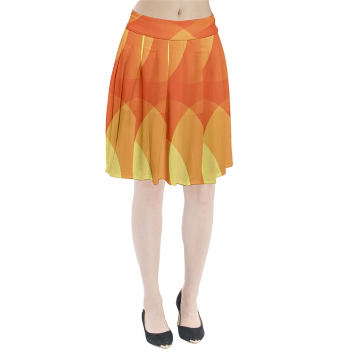 Abstract Orange Yellow Red Color Pleated Skirt