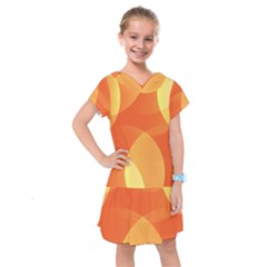 Abstract Orange Yellow Red Color Kids  Drop Waist Dress