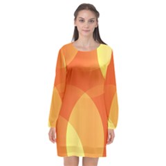 Abstract Orange Yellow Red Color Long Sleeve Chiffon Shift Dress  by Celenk