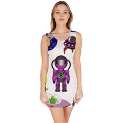 Space Clip Art Aliens Space Craft Bodycon Dress