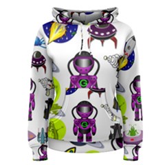 Space Clip Art Aliens Space Craft Women s Pullover Hoodie by Celenk