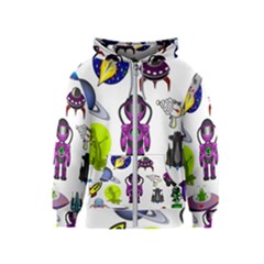 Space Clip Art Aliens Space Craft Kids  Zipper Hoodie by Celenk