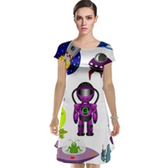 Space Clip Art Aliens Space Craft Cap Sleeve Nightdress by Celenk