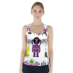 Space Clip Art Aliens Space Craft Racer Back Sports Top by Celenk