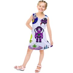 Space Clip Art Aliens Space Craft Kids  Tunic Dress by Celenk