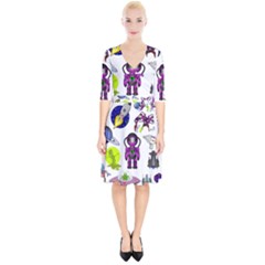 Space Clip Art Aliens Space Craft Wrap Up Cocktail Dress by Celenk