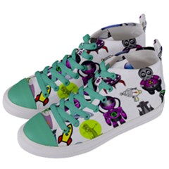 Space Clip Art Aliens Space Craft Women s Mid-top Canvas Sneakers by Celenk