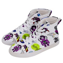 Space Clip Art Aliens Space Craft Women s Hi-top Skate Sneakers by Celenk